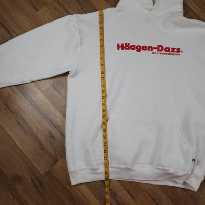 90s vintage Häagen-Dazs Logo sweat Vintage Haagen Dazs Ice Cream Hoodie Mens XL White Russell
