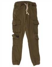 Pantalone cargo uomo Zara joggers piccolo W30 L28 kaki cotone esercito BF23