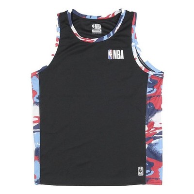 NBA Herren schwarz & rot blau Grafik Weste M ärmellos Rundhals Basketball T-Shirt
