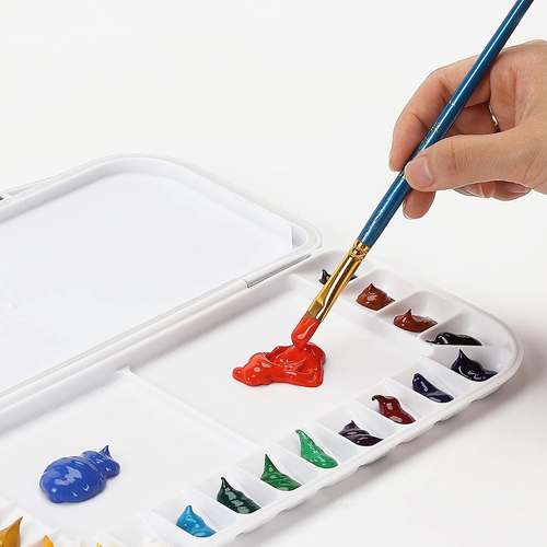 - Palette Acquerelli Ermetica con Coperchio, 1 Confezione, 18 Pozzi e 2 Aree di Miscelazione, Wat - Foto 7 di 12