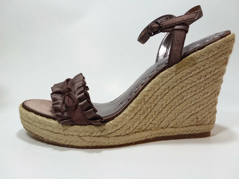 Sandálias anabela femininas Nordstrom Boutique marrom/bronze espadrille - Tamanho 7 M - Imagem 2 de 4