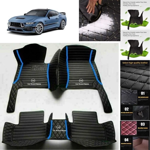 For Ford Mustang Car Floor Mats Luxury Custom Waterproof Carpets Cargo Liners - Picture 10 of 35
