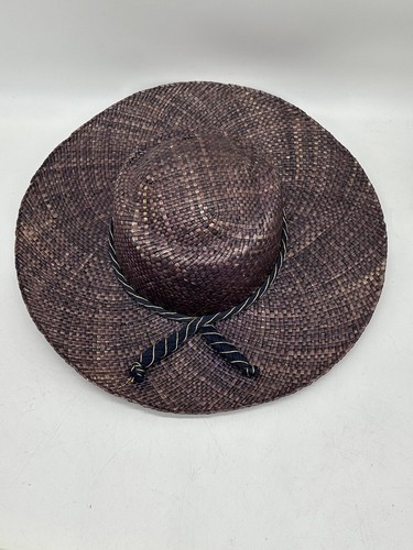 Vintage Unbranded Lightweight Brown Unique Sun Protection Wide Brim Straw Hat - Picture 2 of 5