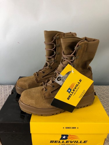 Belleville C300 ST Steel Toe Combat Boots 05.0 R Tan Leather & Nylon- VGC - Picture 4 of 8