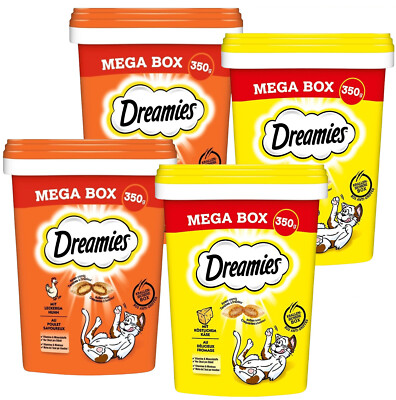 DREAMIES 4 x 350g Katzensnacks Combo - Huhn & Käse Katzenleckerlis Trockenfutter