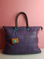Borsa GABS vera pelle viola patchwork italiana grande manico superiore 17 pollici x 14 pollici