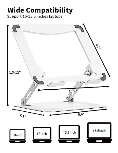 Adjustable Ergonomic C-White Laptop Stand for Desk Portable Riser  