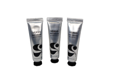 3 VERSO Day Cream With Retinol 8 15ml/0.50oz Travel Size Brand New