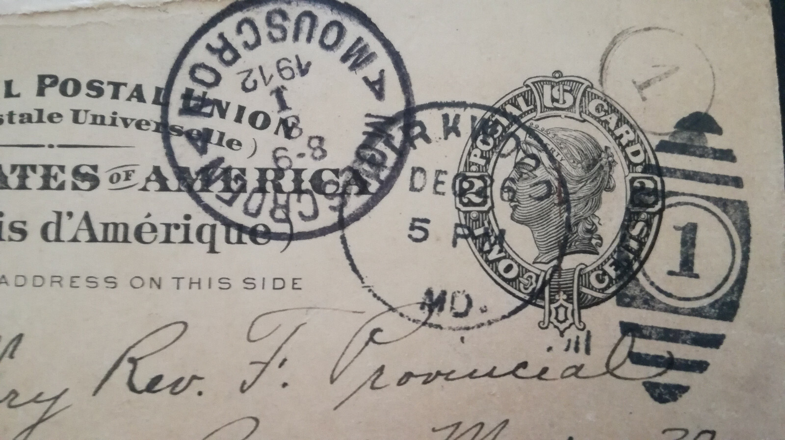 POSTAL CARD UX16 SURTAXE 1 / KIRKWOOD pour BELGIQUE / FERREOL GIRARDEY