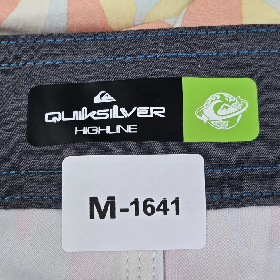 Quiksilver Hombres Traje de Baño 31 Amarillo Board Shorts Geométrico Highline Bolsillos LEER Foto 2 de 4