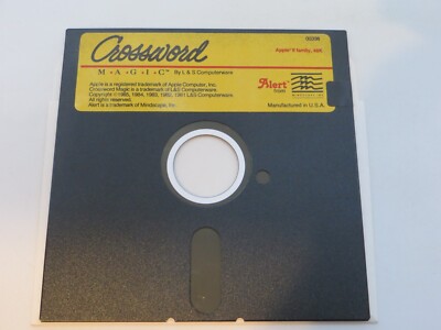 5.25'' Floppy Disk CROSSWORD MAGIC for Apple II Computer 1985 L&S Computerware vt