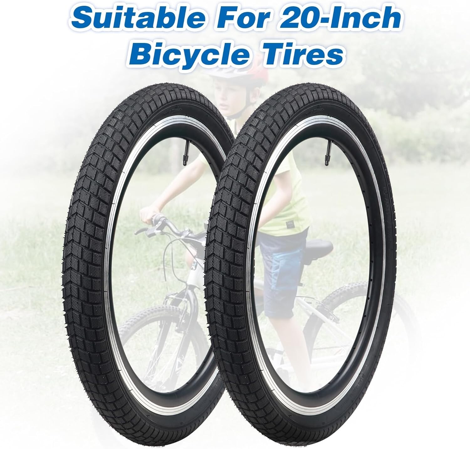2-PCS 20" Bike Tires 20 x 2.125/57-406  20 Inch Bike Tire Folding Tire ,Black