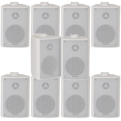 10x 70 W 2-Wege Weiß Wandmontage Stereo Lautsprecher 4'' 8 Ohm Mini Hintergrund Musik