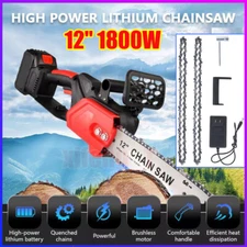 12" Cordless Chainsaw 21V Brushless Electric Handheld Chain Saw +Battery&Charger