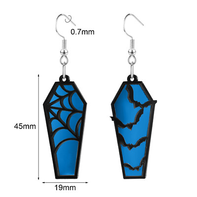 1 Pair Halloween Acrylic Earrings Bat Spider Web Dangle Drop Earrings Jewelry