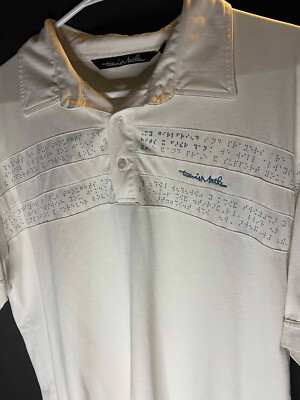 Travis Matthew Polo Shirt Mens XL White Stripped Embroidered Golf Performance