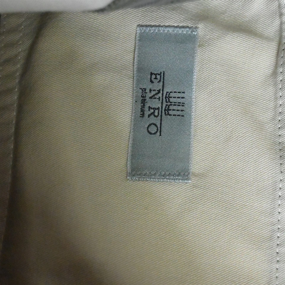 Pantalones de vestir plisados de algodón platino verde Enro 40 x 30 para hombre Foto 3 de 4