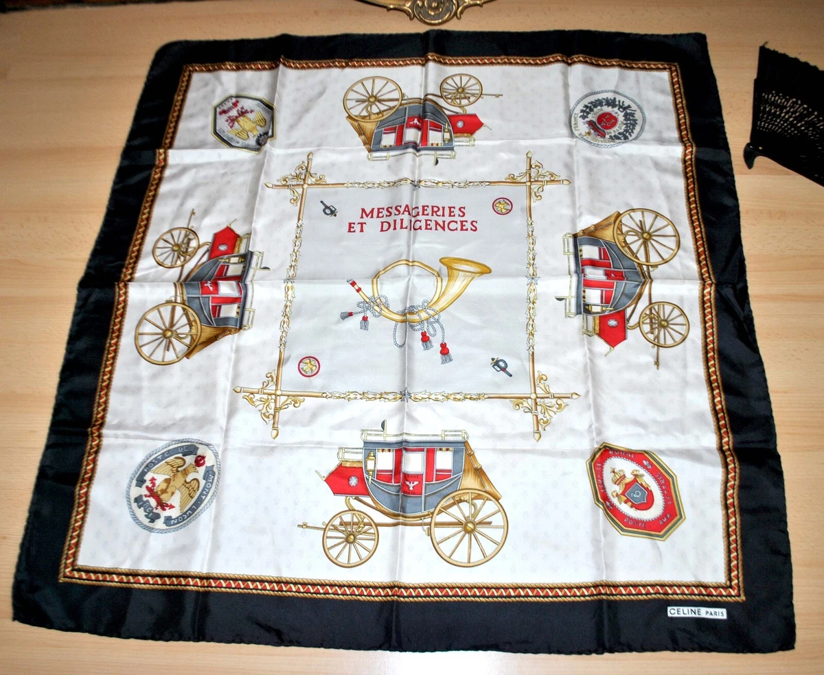 Écharpe Foulard En Soie Luxe CÉLINE Paris - Dimensions 120x30cm, Couleur Beige, Neuf Avec étiquettes - Fabriqué En France