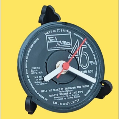 GLADYS KNIGHT PIPS CLOCK Side Table Desk Top Upcycled TAMLA MOTOWN Vinyl Record.