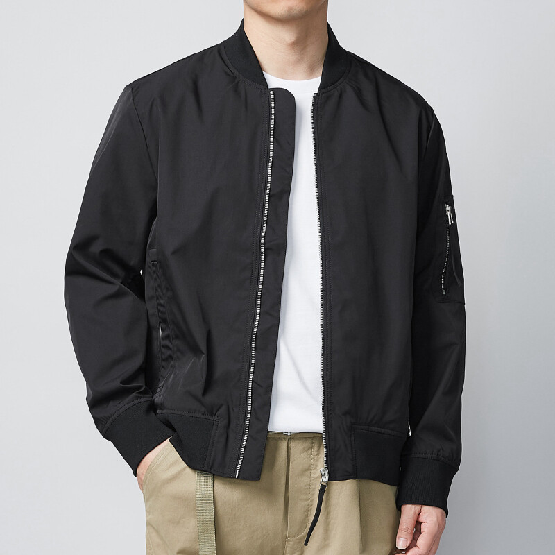 「かつきくん着用」Mutimer FLIGHT JACKET 短丈 Men Casual Bomber Flight Jacket Zip Windbreaker Long Sleeve Coat