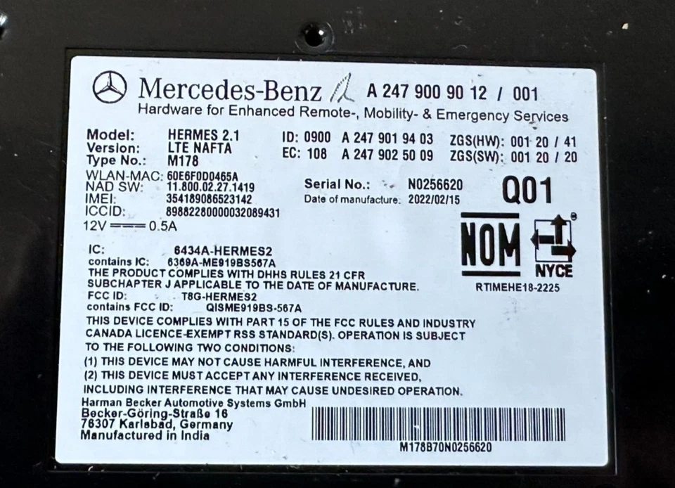 2019-2024 MERCEDES SPRINTER 2500 3500 COMMUNICATION CONTROL UNIT 2479009012, OEM - Image 4 of 4