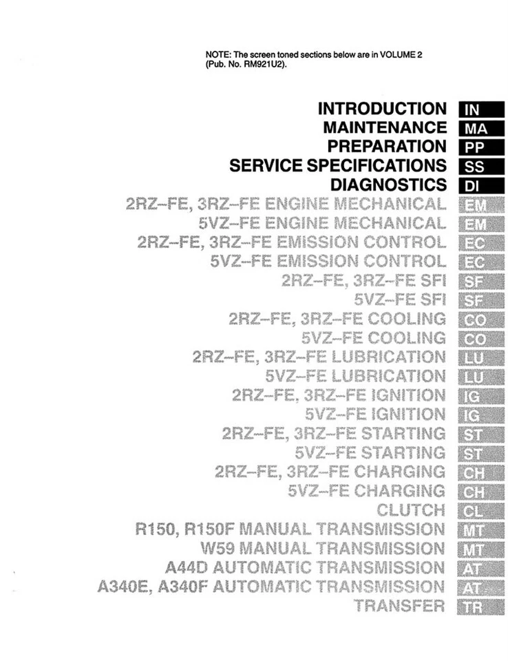Toyota Tacoma 2002 taller manual de reparación libro motor transmisión OEM Foto 2 de 4