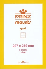 Prinz Stamp Mounts 210x297 mm Clear Archival Holders 5 Long Term High Quality