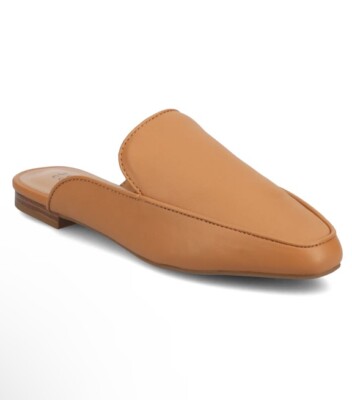 Journee Collection Womens Akza Solid Loafer Mule Shoes Cognac Sz 9.5 Comfort