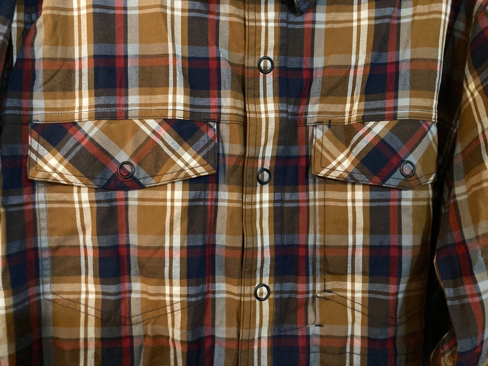 Duluth Trading Co. Standard Fit untuck Brown Plaid Shacket Snap Button Size 3xl image 4