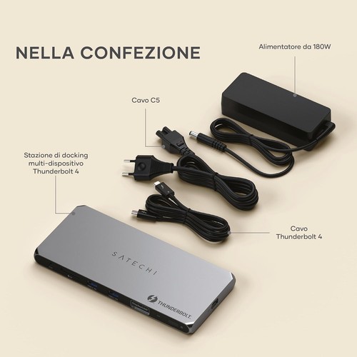 Dock Thunderbolt 4 Satechi 96W con doppio HDMI 4K e USB 3.2 - Photo 6/22