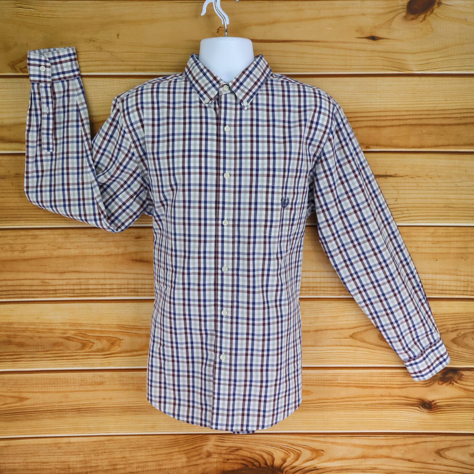 Chaps Button Down Shirt Easy Care Mens L Multicolor Checks Cotton Long Sleeves-image