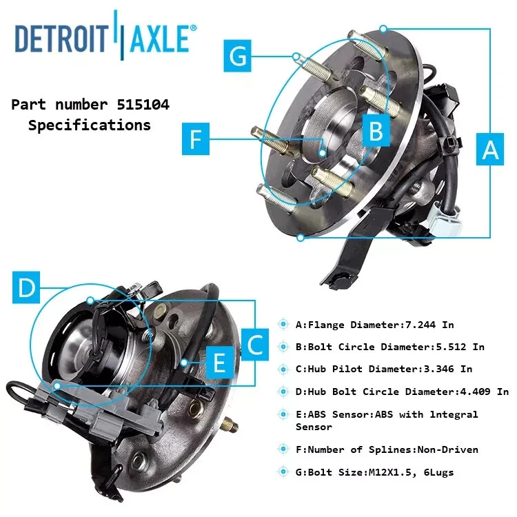 2WD Pair Front Wheel Bearing and Hubs for Chevy Colorado GMC Canyon Isuzu I-280 Foto 2 de 4