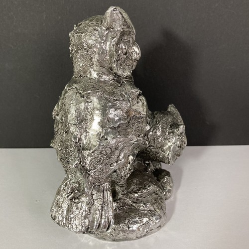 RS Plated Owls 7" Regency International MTX38218 silver metallic resin figurine - Picture 4 of 10