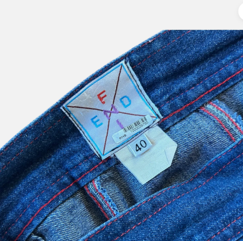 Falda lápiz cónica vintage años 90 Fendi Denim bordada FF monograma cintura 27" - Imagen 4 de 4