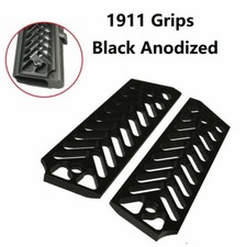 US Seller Black Skeleton Anodized Aluminum 1911 Grips Fit Gov. and Clones