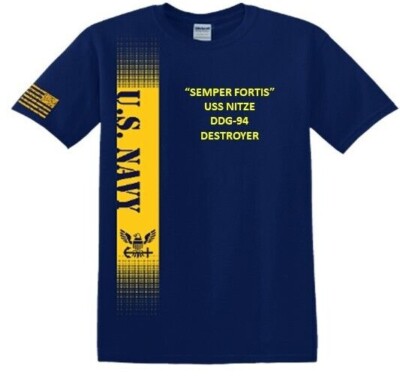 USS NITZE  DDG-94*DESTROYER*VINYL&SILK SCREEN*NAVY LICENSED SHIRT