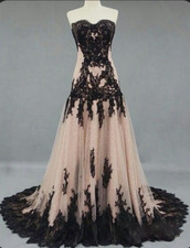 Vintage Champagne and Black Wedding Dresses Mermaid Sweetheart Bridal Gowns