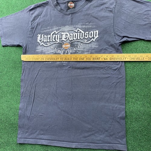 Camisa Harley Davidson De Colección Para Hombres L Gris Y2K Llamas Motociclista Motocicleta Escudo Camiseta - Imagen 6 de 7