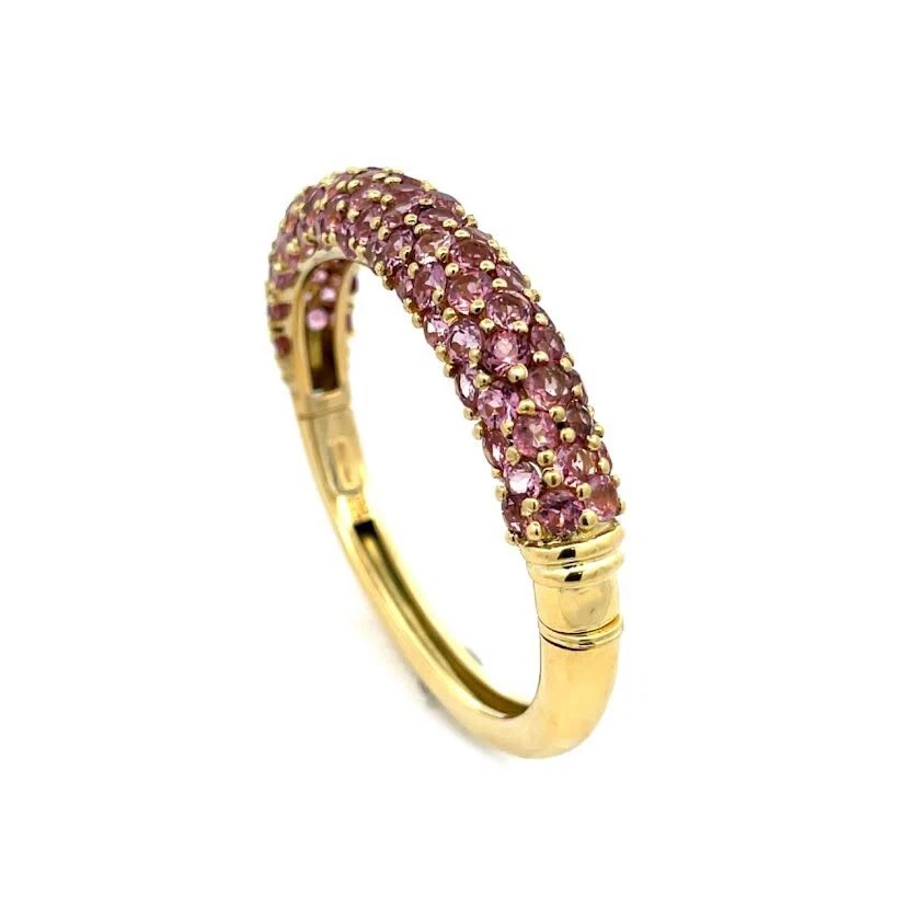 Brazalete Morganita Oro 18k Rosa Medio Círculo Bisagras Cúpula Foto 4 de 4
