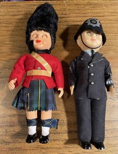 2 Vintage celluloid UK London Souvenir Dolls Scottish Guard And Bobby