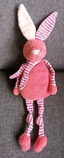 1399🌟Doudou Peluche BOUT'CHOU MONOPRIX Lapin Rose Écharpe  Rayure 