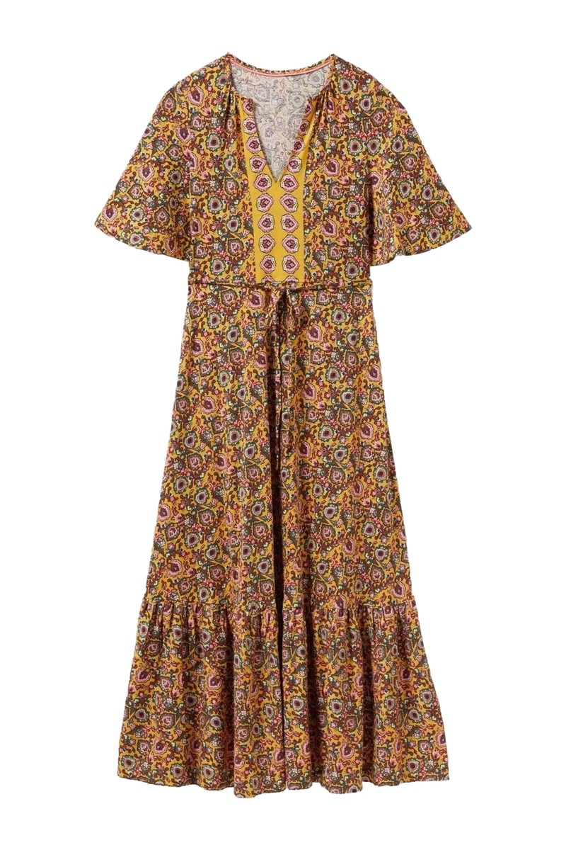boden embroidered notch neck dress Notch Neck Embroidered Top-White Multi Embroidery