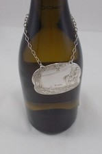 *RAR* Stilvolles Flaschenetikett Fuchsjagd 925er Sterlingsilber London um 1982