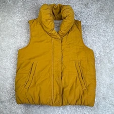 Pilcro and the Letterpress Corduroy Puffer Vest Mustard Yellow Womens Medium