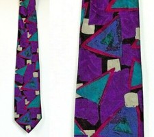 VTG Robert Talbott Studio for Nordstrom Purple Geo Silk Necktie Tie Made in USA