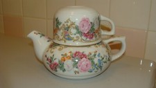 Andrea by Sadek Porcelain/Ceramic Beautiful Tea for One Set Flowers Design Japan