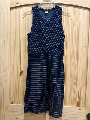 Old Navy Navy and White Striped Sleeveless Midi Dress