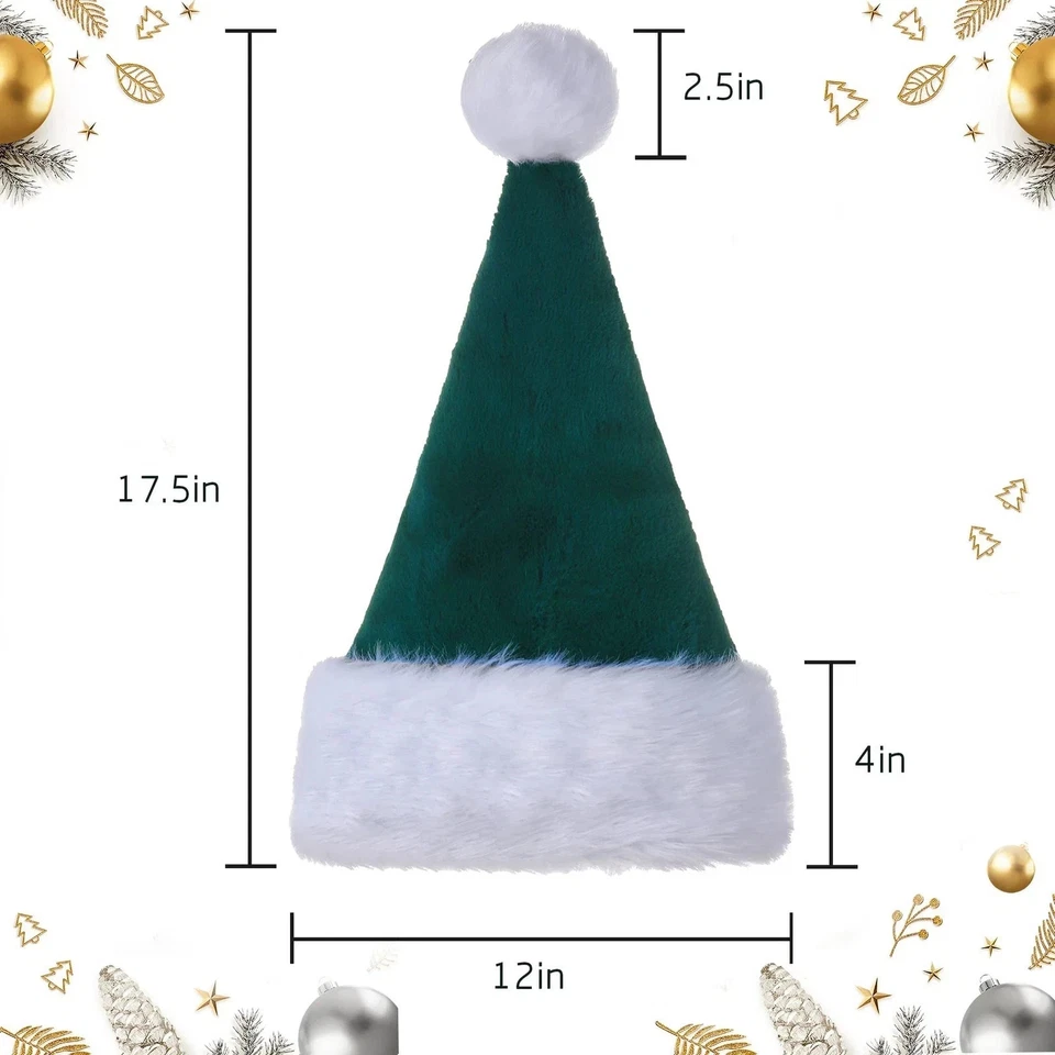 Sombreros de Papá Noel Verde y Blanco, Sombreros para Adultos Unisex Terciopelo Tacto Comodidad... Foto 2 de 2