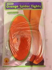 Orange, Spider Tights opaque girl pantyhose costume Size L 70-100lbs