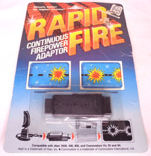Adattatore di potenza di fuoco continuo Rapid Fire per Atari e Commodore Vintage NOS NUOVO